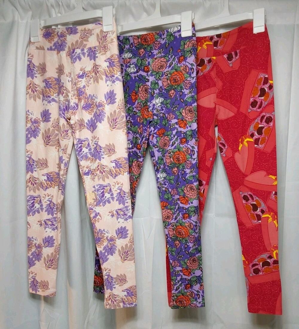 LuLaRoe Tween Multicolor High-Waist Ankle Leggings 3 Pack #K8